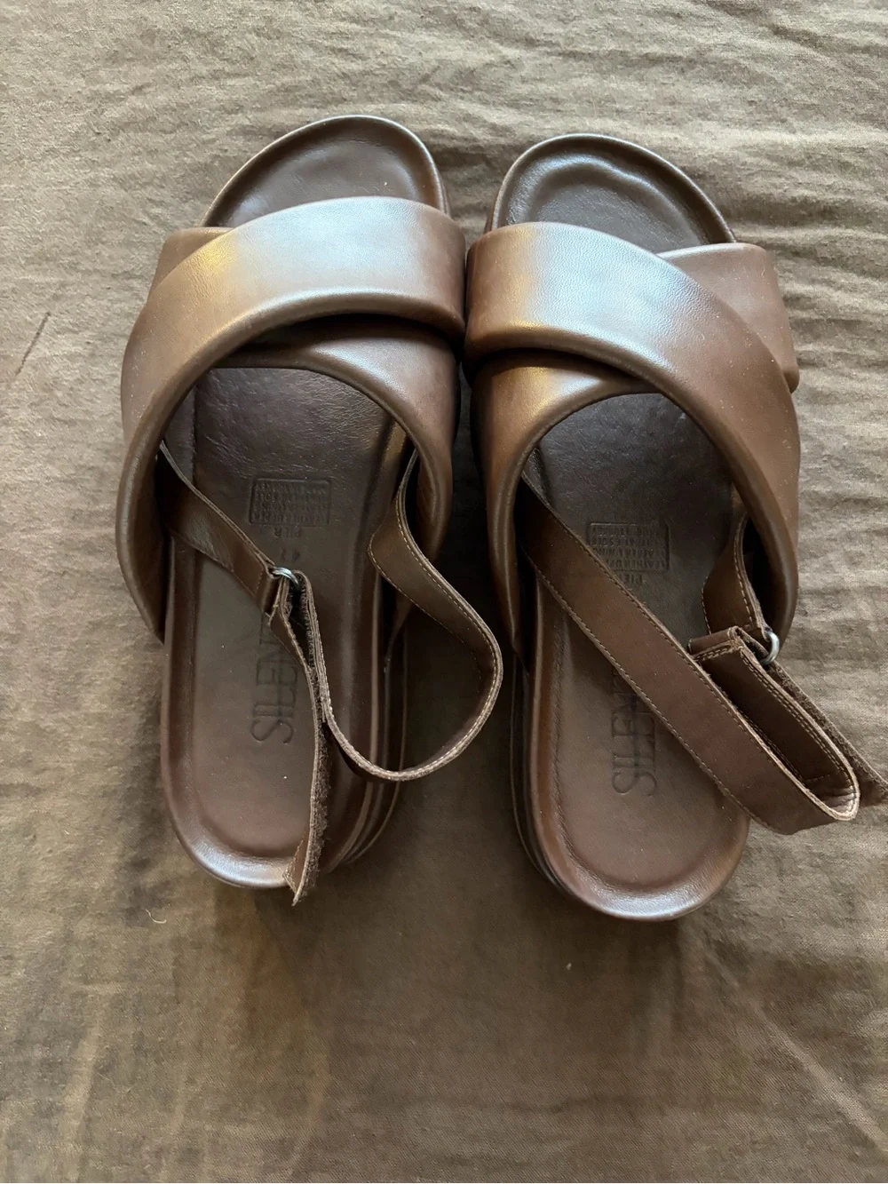 Anthropologie Brown Leather Platform Sandals
